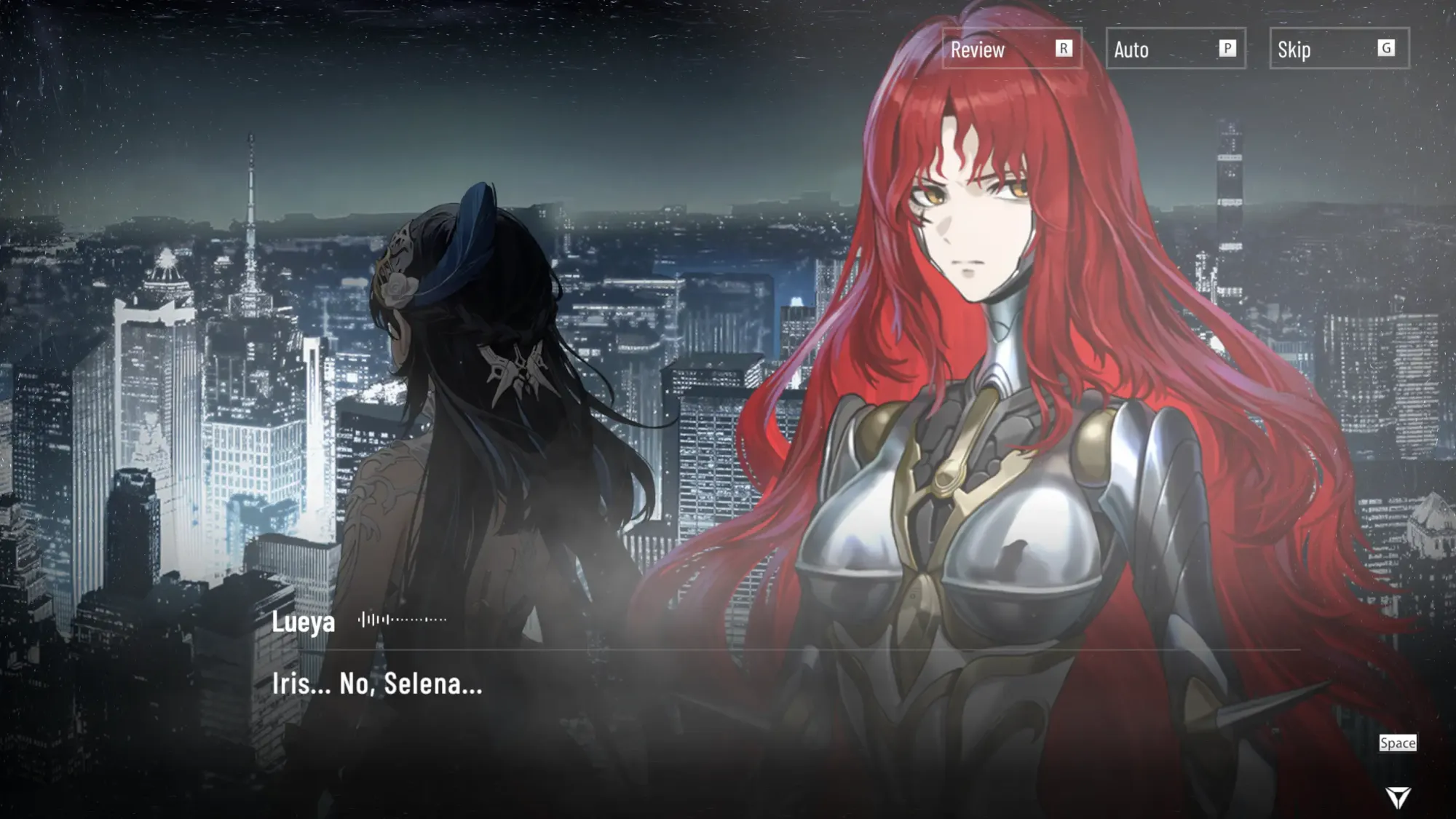 Enora Lueya talking to Selena with a city in the background