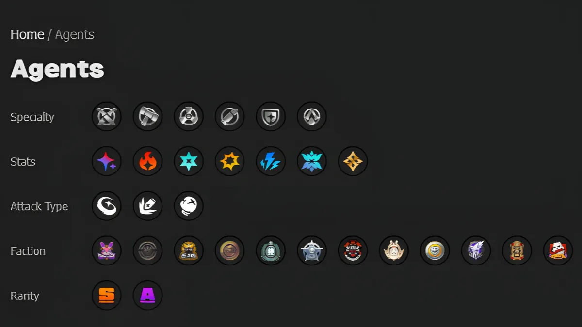 The list of character classes in ZZZ