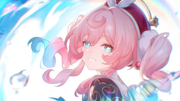 A smiling Hyacine with tears